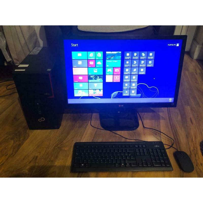 Fujitsu i3 PC system with 27inch HDMI monitor