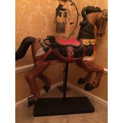 Wooden antique carousel horse statue 3ft tall