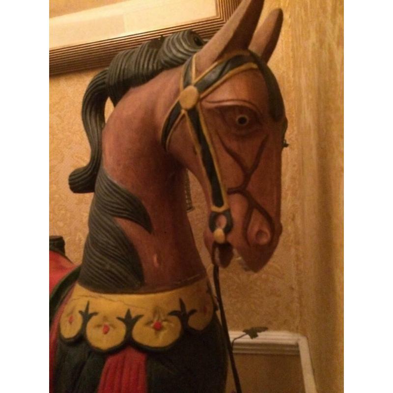 Wooden antique carousel horse statue 3ft tall