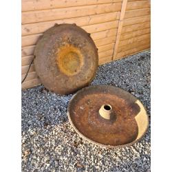 2 x cast iron vintage mexican hat pig feeders